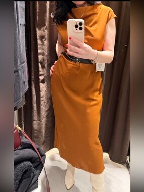 Zara Sleeveless Maxi Skirt Dress in Burnt Orange